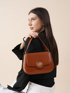 Women Brown Textured Shoulder Bag with Adjustable Sling Strap