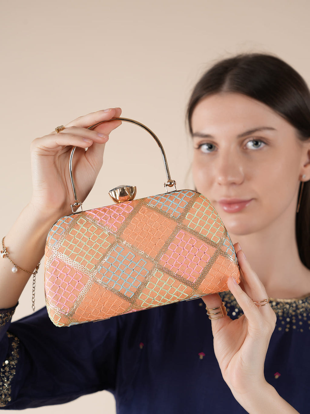 Embroidered Box Clutch / Bridal Clutch Bag