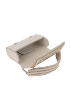 Women Silver Crystal Embellished Bridal Clutch Bag with Handle
