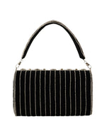 Women Silver Embellished Party Clutch Bag with Crystal & Stone Work