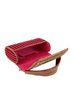 Women Red & Gold Embellished Party Clutch Bag with Crystal & Stone Work