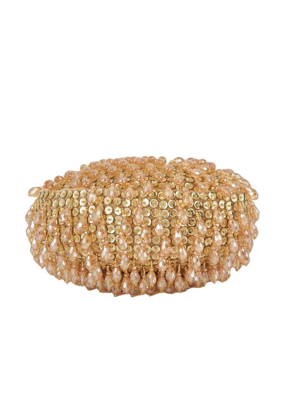 Women Gold Beaded Embellished Party Shoulder Bag