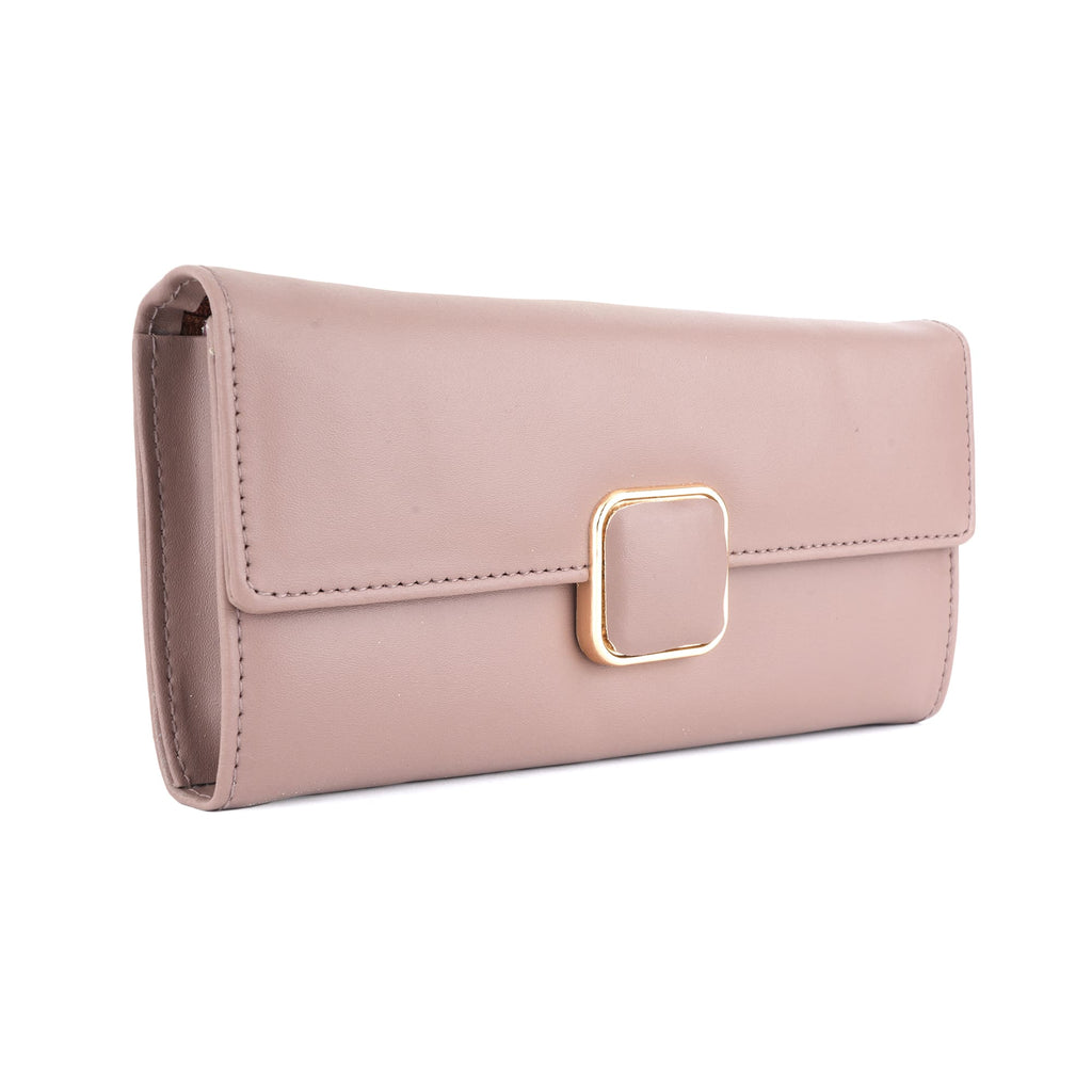 Women Taupe Long Clutch Wallet with Zip Pocket