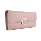 Women Taupe Long Clutch Wallet with Zip Pocket