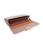 Women Taupe Long Clutch Wallet with Zip Pocket