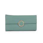 Women Mint Green Long Clutch Wallet with Back Zip Pocket