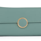 Women Mint Green Long Clutch Wallet with Back Zip Pocket
