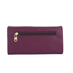 Women Burgundy Long Clutch Wallet with Back Zip Pocket