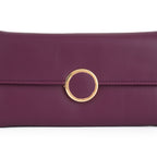Women Burgundy Long Clutch Wallet with Back Zip Pocket