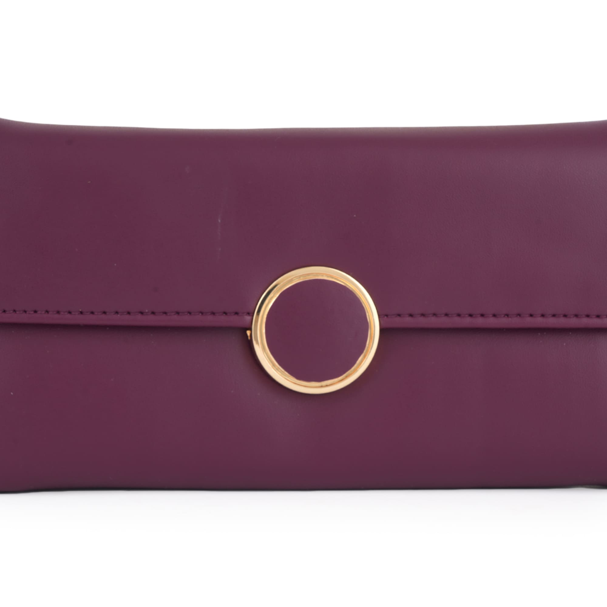 Women Burgundy Long Clutch Wallet with Back Zip Pocket