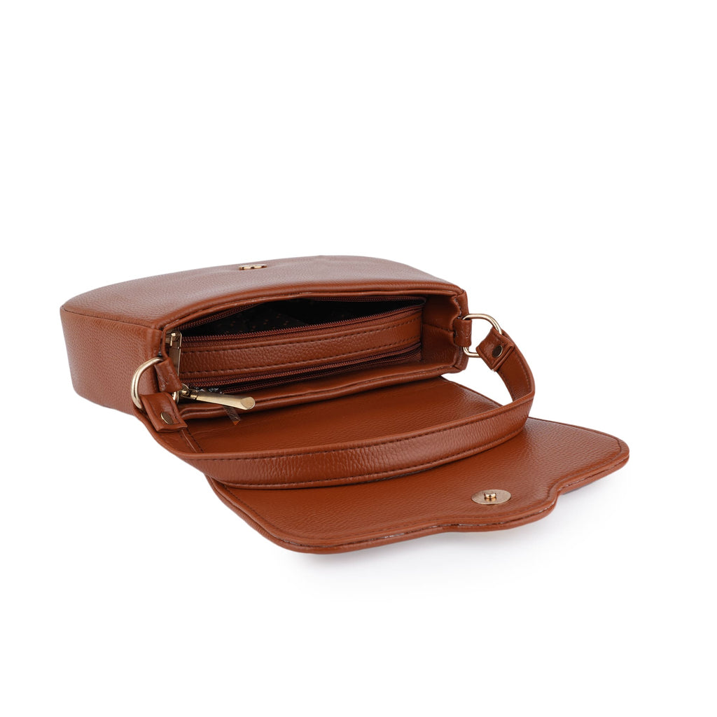 Women Brown Textured Shoulder Bag with Adjustable Sling Strap