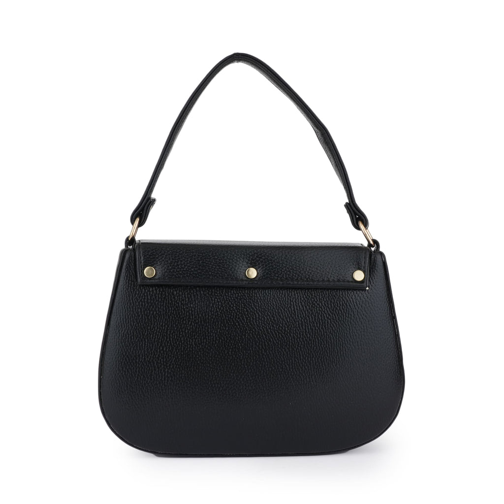Women Black Textured Shoulder Bag with Adjustable Sling Strap