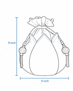 Women Pearl White & Gold Embroidered Bridal Potli Bag with Pearl Handle
